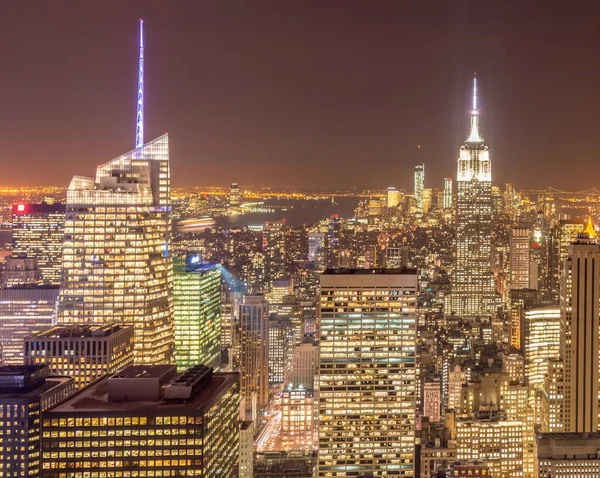 Vista de Nueva York Manhattan durante el atardecer — Foto de Stock