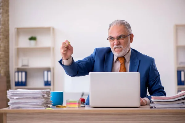 Viejo empleado de negocios sentado en la oficina —  Fotos de Stock