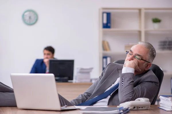 Two male employees working in the office — Stock Photo, Image