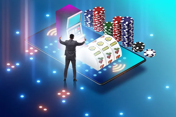 Geschäftsmann im Online Casino Konzept — Stockfoto