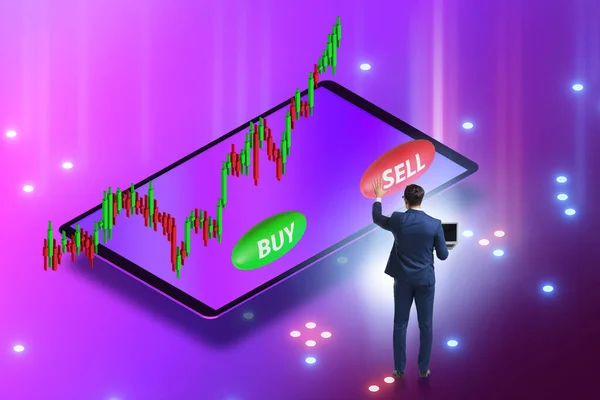 Online trading concept with businessman — Stock Photo, Image