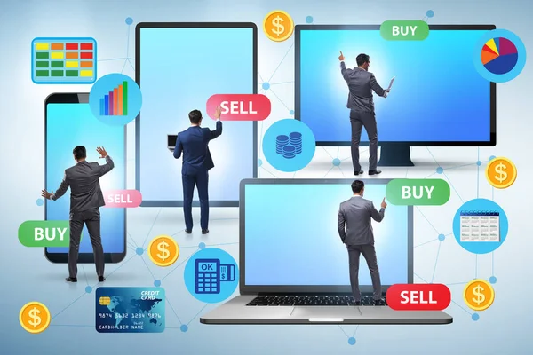 Concetto di trading di valuta online con gli uomini d'affari — Foto Stock