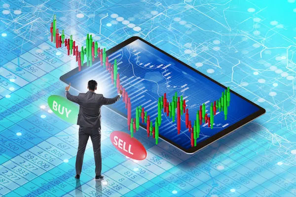 Concetto di trading online con uomo d'affari — Foto Stock