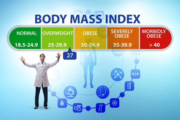 Concetto di BMI - indice di massa corporea con nutrizionista — Foto Stock