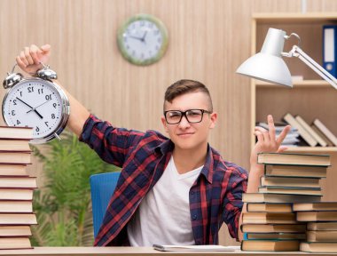 Okul sınavlarına hazırlanan genç bir öğrenci.