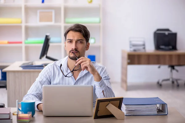 Giovane dipendente maschile che lavora in ufficio — Foto Stock