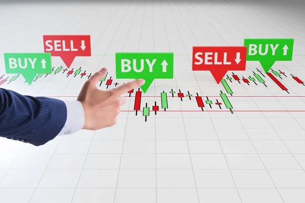 Online trading concept met zakenman — Stockfoto