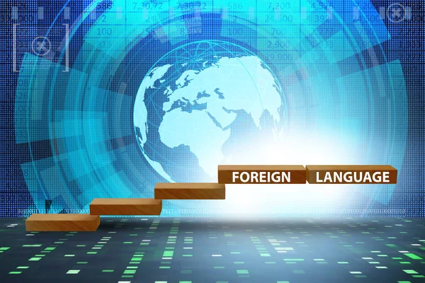 Foreign language concept with steps — Stock Photo, Image