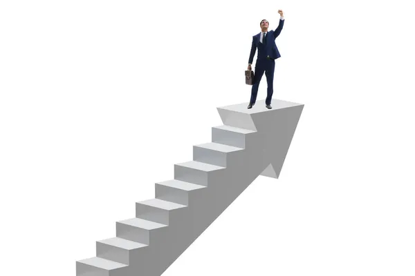 商人攀登商业概念中的职业阶梯 — 图库照片