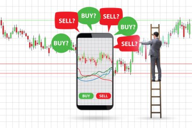 İş adamıyla çevrimiçi ticaret kavramı