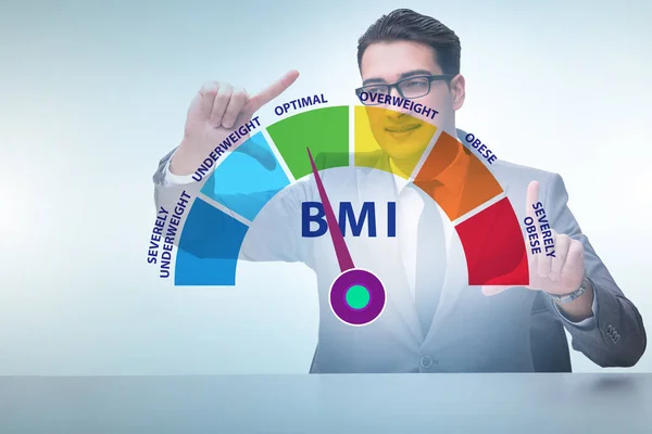 BMI kavramı - beslenme uzmanıyla vücut kütle indeksi — Stok fotoğraf