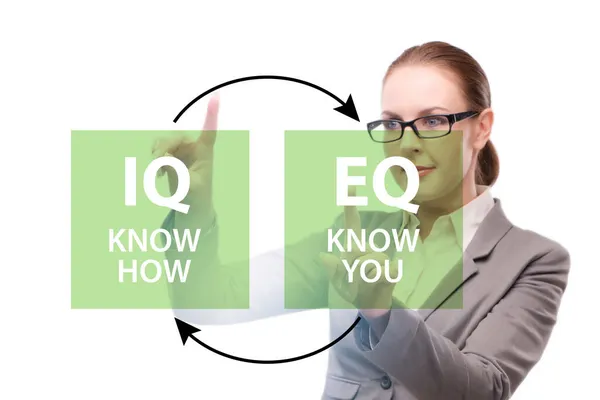 EQ- und IQ-Kompetenzkonzepte mit Unternehmerin — Stockfoto