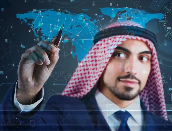 Arab man in data mining concept — Stock Photo, Image