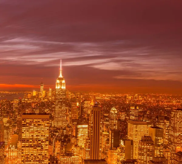 Vue de New York Manhattan pendant les heures de coucher du soleil — Photo