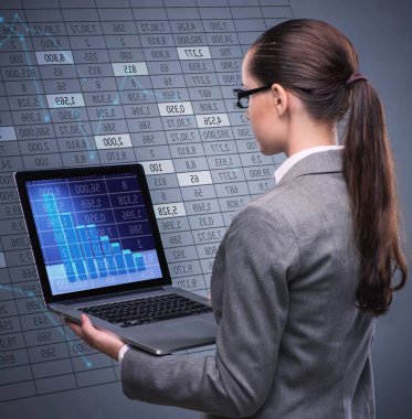 Hisse senedi Alım Satım kavramı içinde laptop üzerinde çalışan kadın tüccar