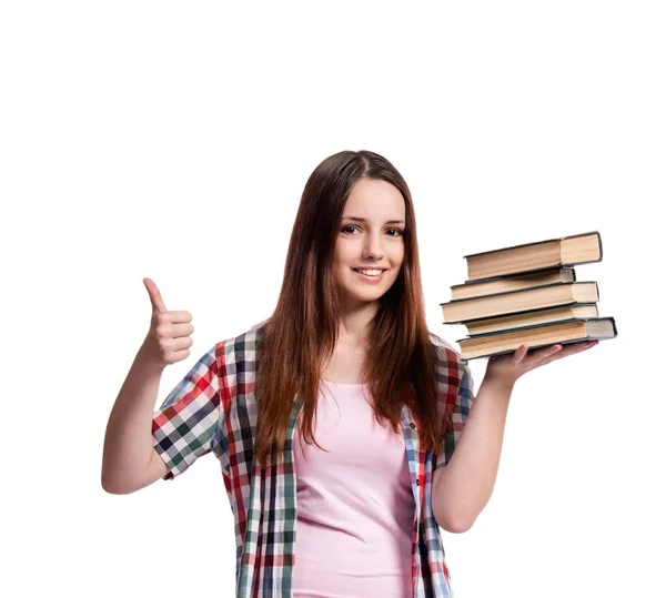 Jovem estudante se preparando para os exames escolares — Fotografia de Stock