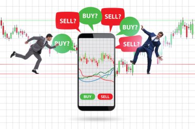 İş adamıyla çevrimiçi ticaret kavramı