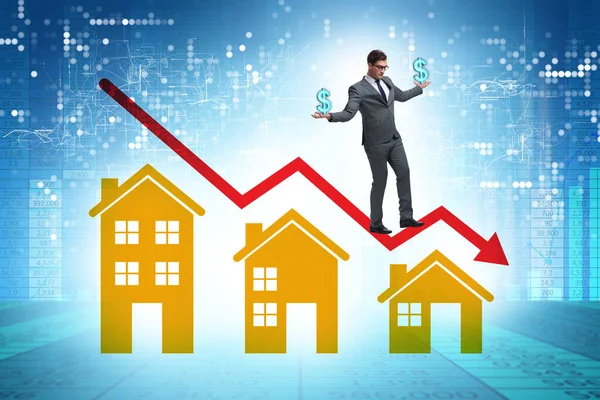 Property market bubble illustration with houses and chart — Stock Photo, Image