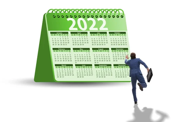 Zakenman in het kalenderconcept van jaar 2022 — Stockfoto