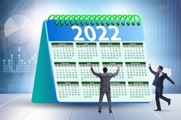 2022 년 달력 상의 사업가 — 스톡 사진