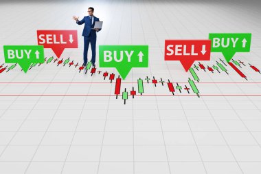 İş adamıyla çevrimiçi ticaret kavramı