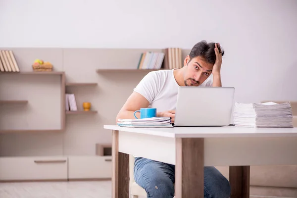 Jovem freelancer masculino trabalhando em casa — Fotografia de Stock