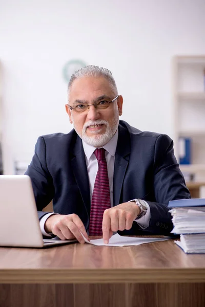 Viejo empleado que trabaja en la oficina — Foto de Stock