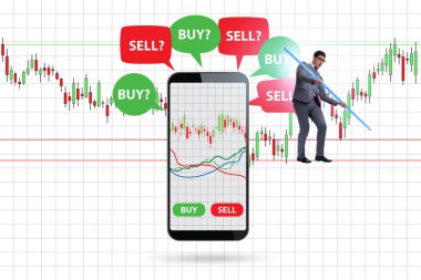 İş adamıyla çevrimiçi ticaret kavramı