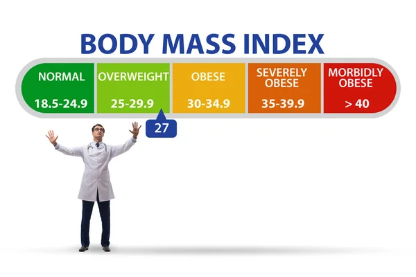 Concetto di BMI - indice di massa corporea con nutrizionista — Foto Stock