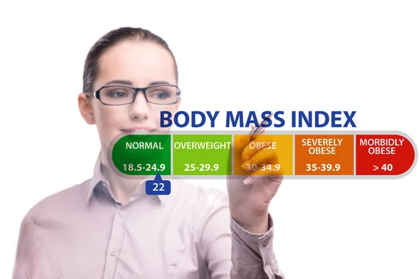 Концепция ИМТ - индекс массы тела с диетологом — стоковое фото