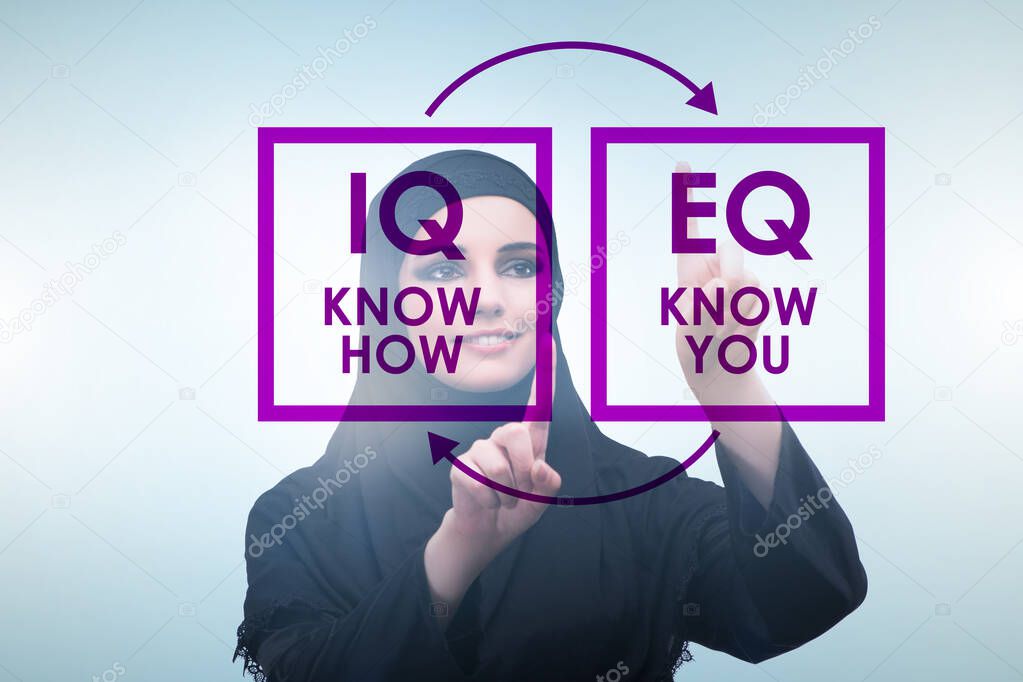 EQ and IQ skill concepts with businesswoman