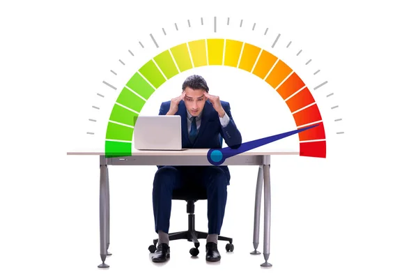 Podnikatel s měřicím přístrojem měří úroveň stresu — Stock fotografie
