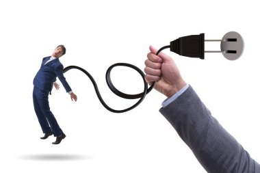 İşadamı elektrik gücüyle çalışıyor.