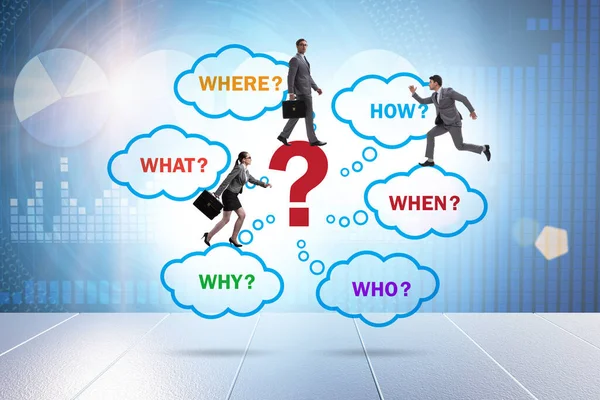 Concept of many questions with business people — Stock Photo, Image