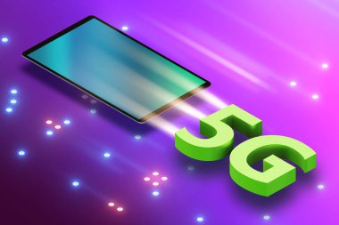 5G teknoloji telekomünikasyon konsepti - 3 boyutlu yorumlama