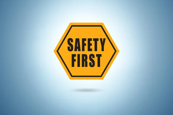 Emblema de segurança primeiro no conceito de segurança industrial — Fotografia de Stock
