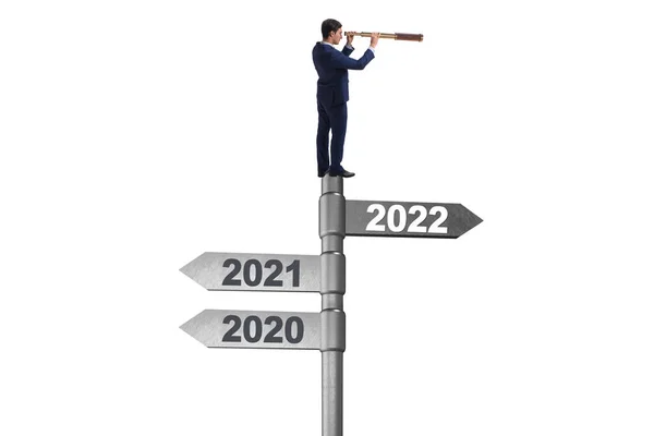 Бізнесмен на вивісці з 2021 по 2022 рік — стокове фото