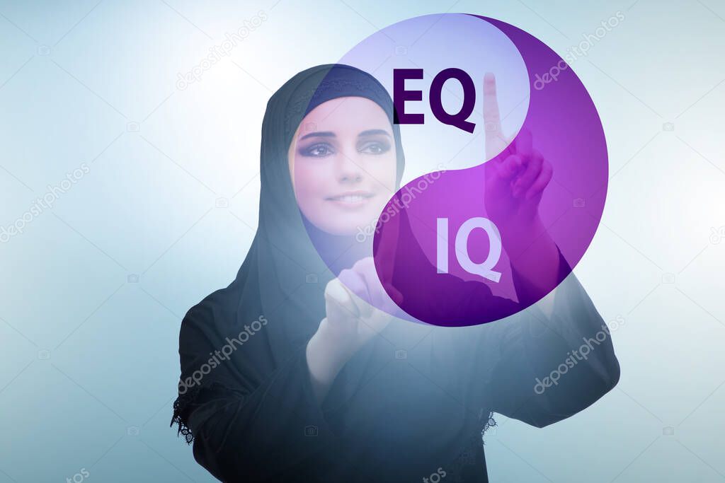 EQ and IQ skill concepts with businesswoman