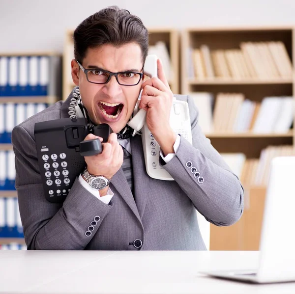 Angry helpdesk operator yelling in office — Stock Photo, Image