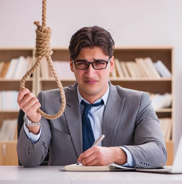 Bankrupt broke businessman considering suicide hanging himself — Stock Photo, Image