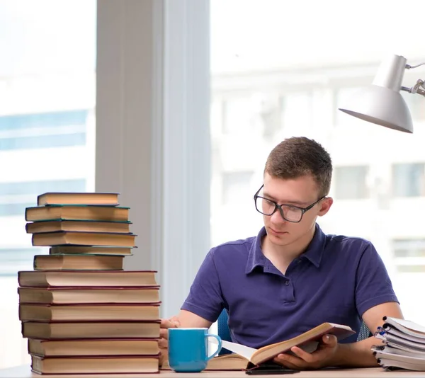 Jonge student bereidt zich voor op schoolexamens — Stockfoto