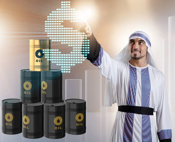 Arabische zakenman in olie prijs business concept — Stockfoto