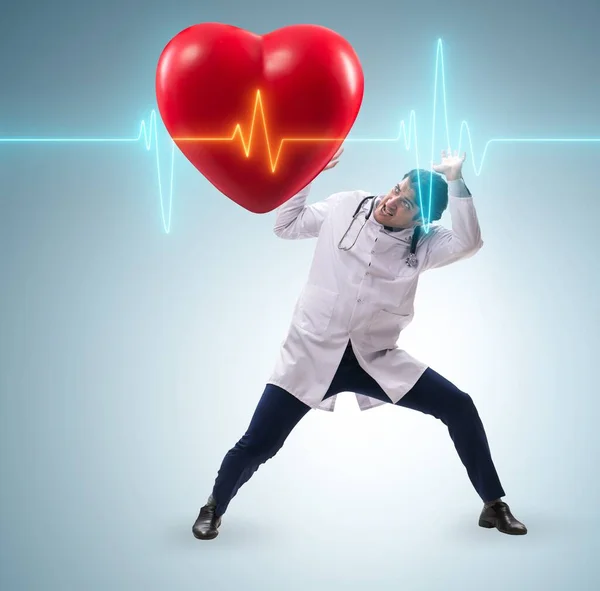 Orvos kardiológus támogató kardiogram szívvonal — Stock Fotó