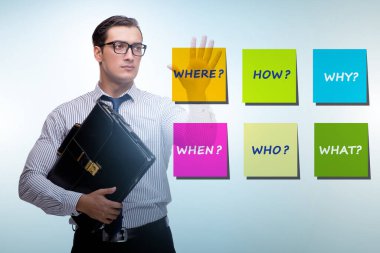 İş adamının sorduğu birçok farklı soru kavramı