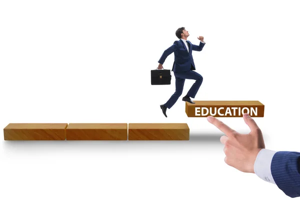 Conceito de educação com empresário em passos — Fotografia de Stock