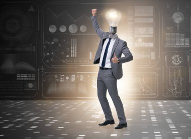 Ampulle yeni fikir kavramında iş adamı