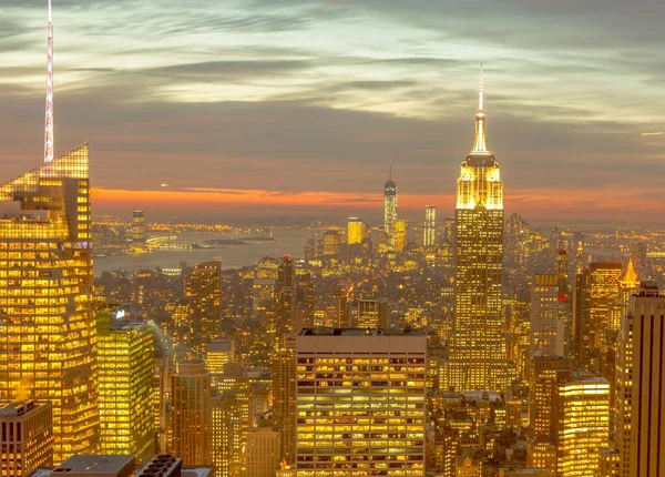 Kilátás New York Manhattan naplementekor — Stock Fotó