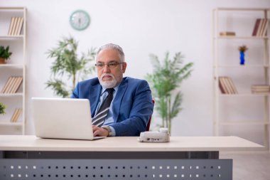 İş yerinde çalışan yaşlı bir işadamı