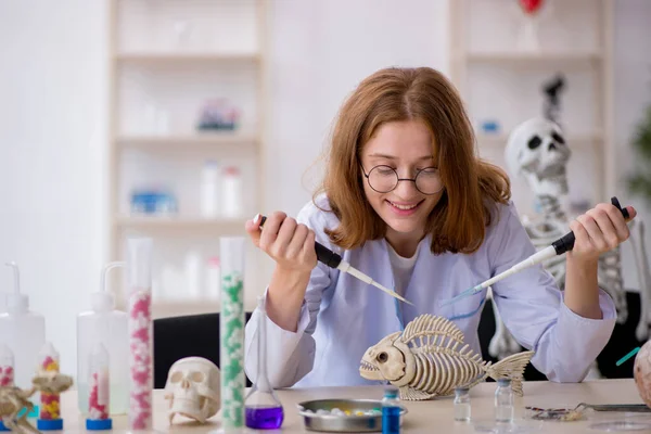 Giovane zoologa che lavora in laboratorio — Foto Stock