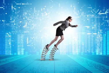 İş adamı baharda yükseğe zıplıyor